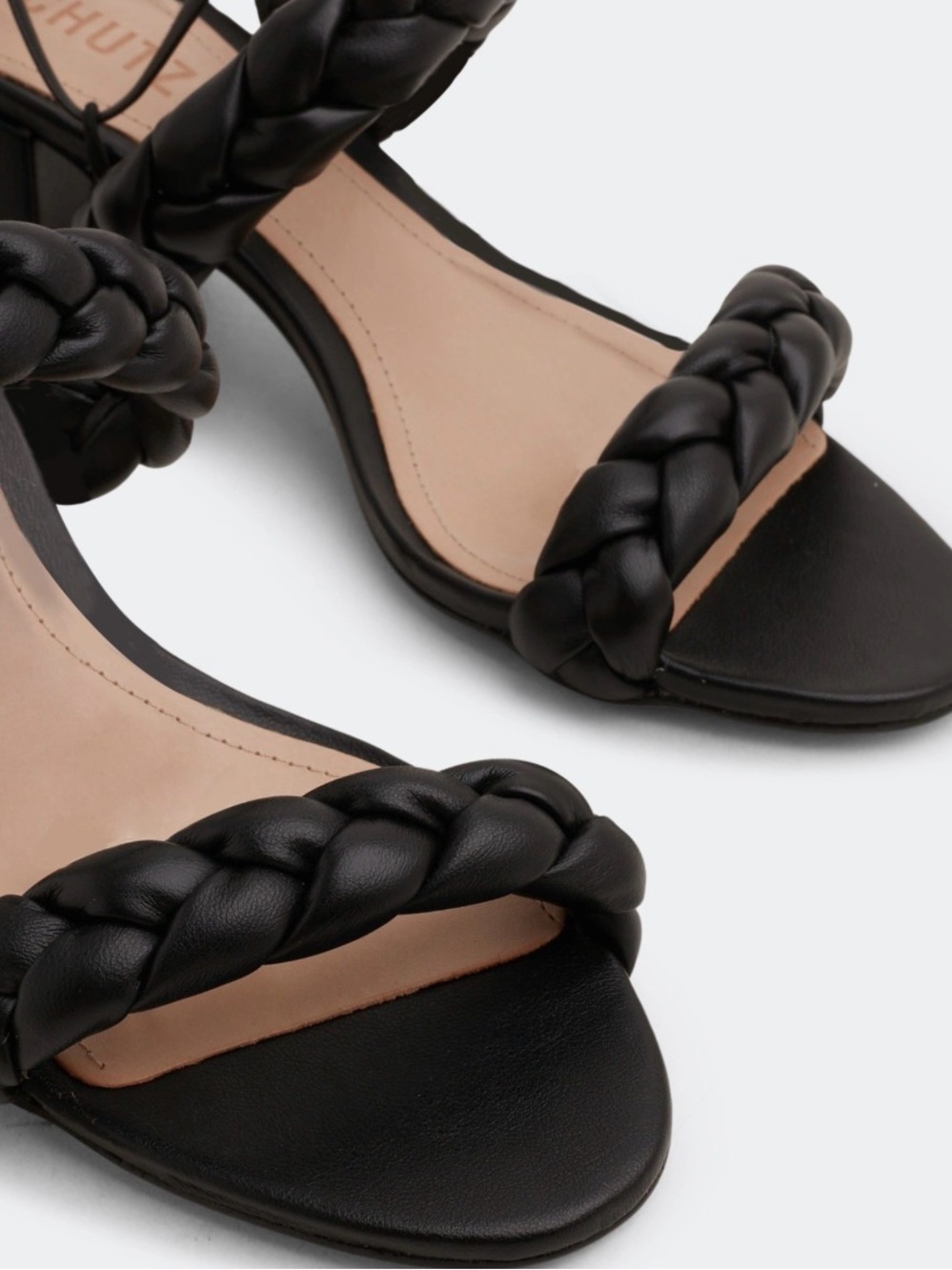 Schutz Zarda Black Braided Strap High Block Heel Sandals (size 9)
